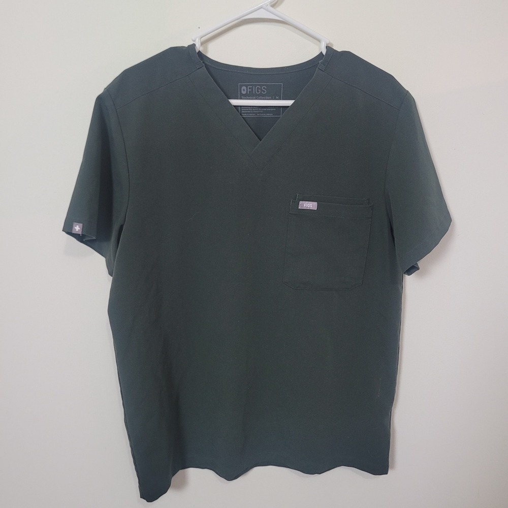 FIGS Size M Leon Scrub Top Mens Hunter Green V-Neck Technical Collection FM1500